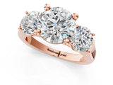 Rose gold Three-Stone Round Brilliant Diamond Trellis Ring with Comfort Fit Band_16