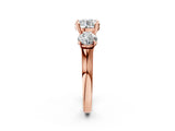 Rose gold Three-Stone Round Brilliant Diamond Trellis Ring with Comfort Fit Band_17
