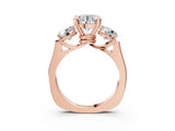 Rose gold Three-Stone Round Brilliant Diamond Trellis Ring with Comfort Fit Band_18
