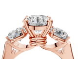 Rose gold Three-Stone Round Brilliant Diamond Trellis Ring with Comfort Fit Band_19