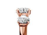 Rose gold Three-Stone Round Brilliant Diamond Trellis Ring with Comfort Fit Band_20