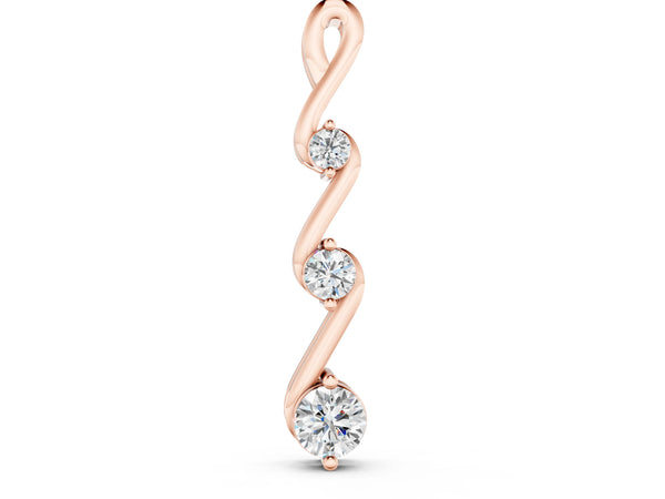 Rose gold Three-Stone Round Brilliant Prong Set Pendant