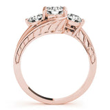 Rose gold Three-Stone Round Brilliant Split Shank Prong Set Ring 2