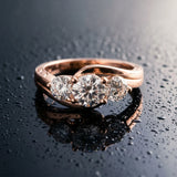 Rose gold Three-Stone Round Brilliant Split Shank Prong Set Ring_15