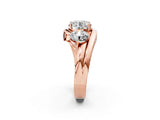 Rose gold Three-Stone Round Brilliant Split Shank Prong Set Ring_16
