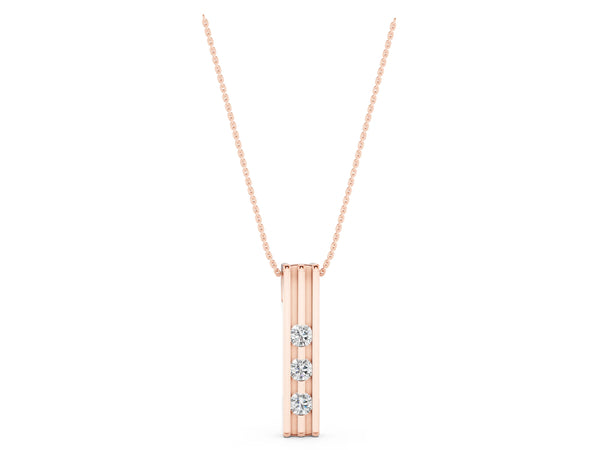 Rose gold Three-Stone Round Channel Set Pendant