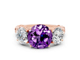 Rose gold Three-Stone Round Cut Amethyst Braided Band Ring with Four-Prong Setting_12