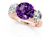 Rose gold Three-Stone Round Cut Amethyst Braided Band Ring with Four-Prong Setting_13