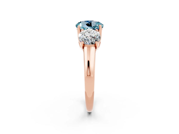 Rose gold Three-Stone Round Cut Aquamarine Engagement Ring with Prong Setting