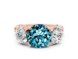 Rose gold Three-Stone Round Cut Blue Topaz Braided Band Ring with Four-Prong Setting_12