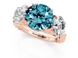 Rose gold Three-Stone Round Cut Blue Topaz Braided Band Ring with Four-Prong Setting_13