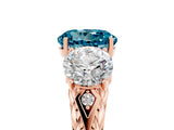 Rose gold Three-Stone Round Cut Blue Topaz Braided Band Ring with Four-Prong Setting_17