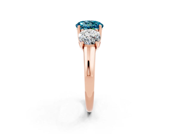 Rose gold Three-Stone Round Cut Blue Topaz Engagement Ring with Prong Setting