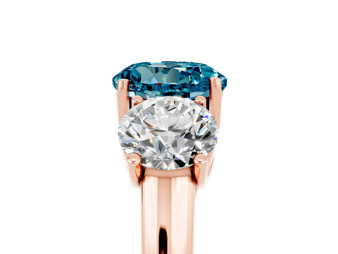 Rose gold Three-Stone Round Cut Blue Topaz Engagement Ring with Prong Setting_5