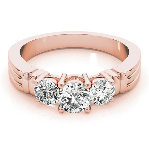 Rose gold Three-Stone Round Cut Channel Set Diamond Ring with Four-Prong Setting 1