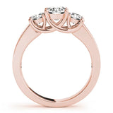 Rose gold Three-Stone Round Cut Channel-Set Diamond Ring with Prong Setting 1