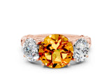 Rose gold Three-Stone Round Cut Citrine Braided Band Ring with Four-Prong Setting_12