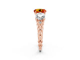 Rose gold Three-Stone Round Cut Citrine Braided Band Ring with Four-Prong Setting_14