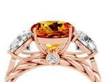 Rose gold Three-Stone Round Cut Citrine Braided Band Ring with Four-Prong Setting_16