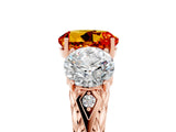 Rose gold Three-Stone Round Cut Citrine Braided Band Ring with Four-Prong Setting_17