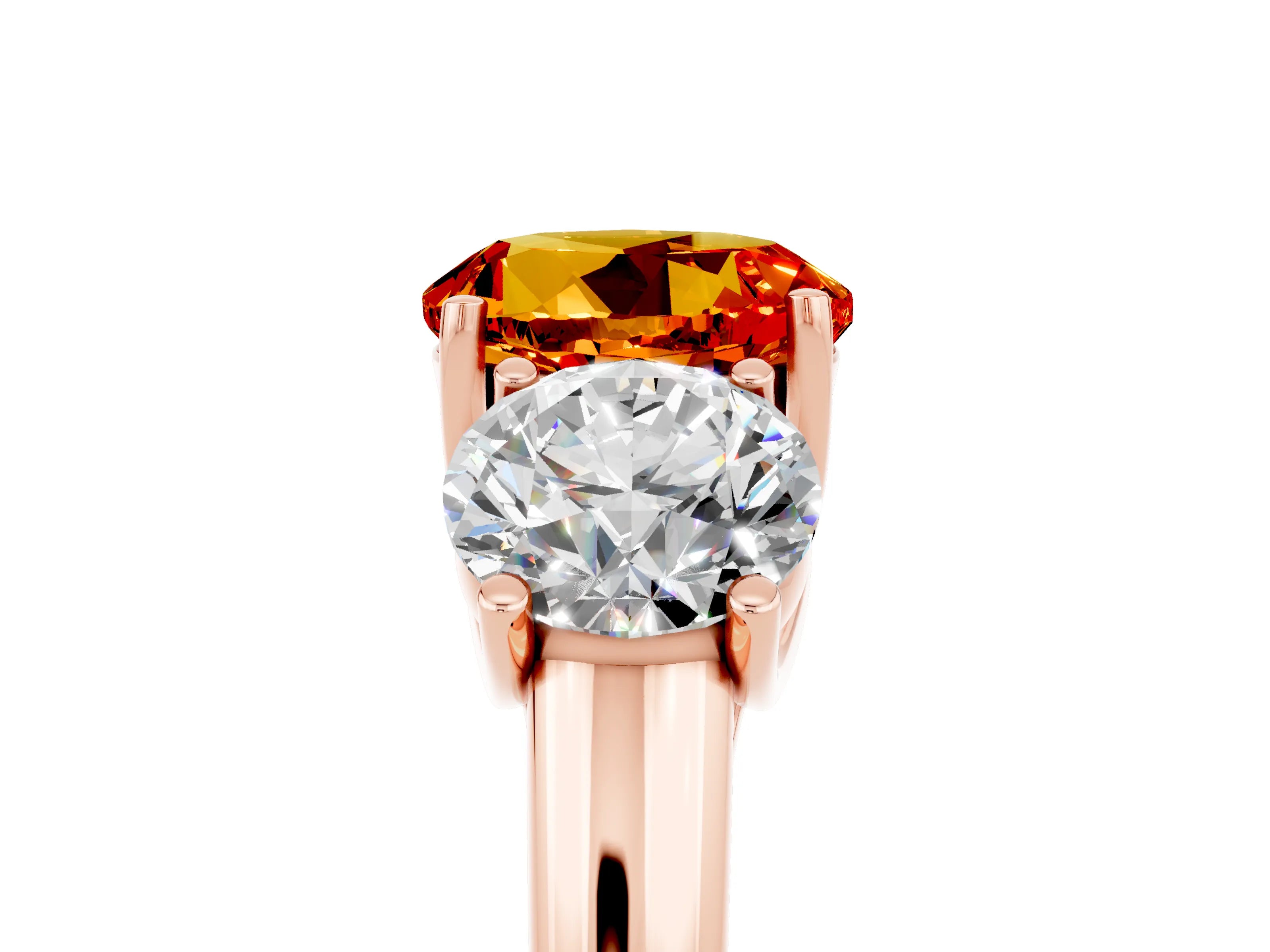 Rose gold Three-Stone Round Cut Citrine Engagement Ring with Prong Setting_5