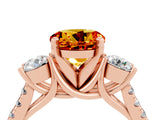 Rose gold Three-Stone Round Cut Citrine Pavé Band with Four-Prong Setting_4