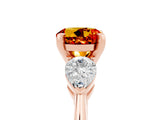 Rose gold Three-Stone Round Cut Citrine Ring with Pear Side Stones and Four-Prong Setting_5