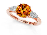 Rose gold Three-Stone Round Cut Citrine Ring with Pear  Side Stones in Four-Prong Setting_13