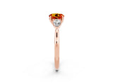 Rose gold Three-Stone Round Cut Citrine Ring with Pear  Side Stones in Four-Prong Setting_14