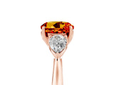 Rose gold Three-Stone Round Cut Citrine Ring with Pear  Side Stones in Four-Prong Setting_17