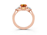 Rose gold Three-Stone Round Cut Citrine Ring with Pear  Side Stones in Four-Prong Setting_39