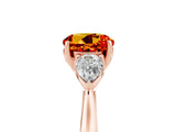 Rose gold Three-Stone Round Cut Citrine Ring with Pear  Side Stones in Four-Prong Setting_41