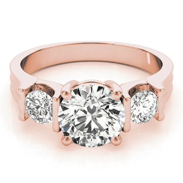Rose gold Three-Stone Round Cut Classic Band Prong Setting Ring