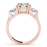 Rose gold Three-Stone Round Cut Classic Band Prong Setting Ring 2