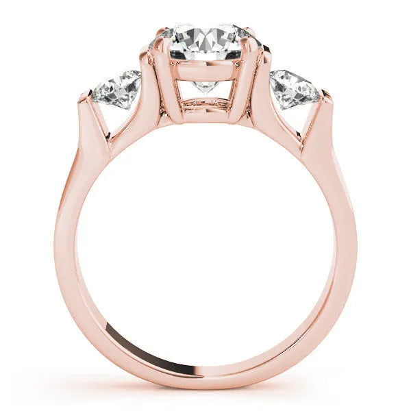 Rose gold Three-Stone Round Cut Classic Band Prong Setting Ring