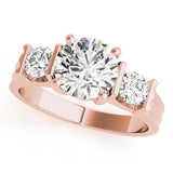 Rose gold Three-Stone Round Cut Classic Band Prong Setting Ring