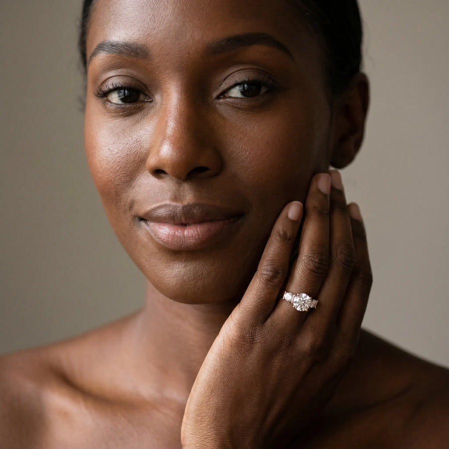 Rose gold Three-Stone Round Cut Classic Band Prong Setting Ring