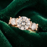 Rose gold Three-Stone Round Cut Classic Band Prong Setting Ring_15