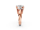 Rose gold Three Stone Round Cut Cut Channel Set Diamond Ring_5