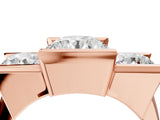 Rose gold Three Stone Round Cut Cut Channel Set Diamond Ring_7