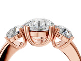 Rose gold Three-Stone Round Cut Cut Diamond Ring with Channel Set Band and Four-Prong Setting_11