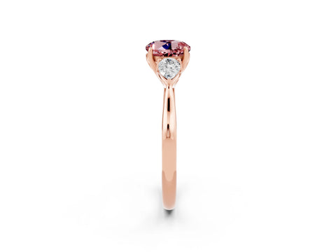 Rose gold Three-Stone Round Cut Cut Diamond Ring with Pear Side Stones in Four-Prong Setting_2