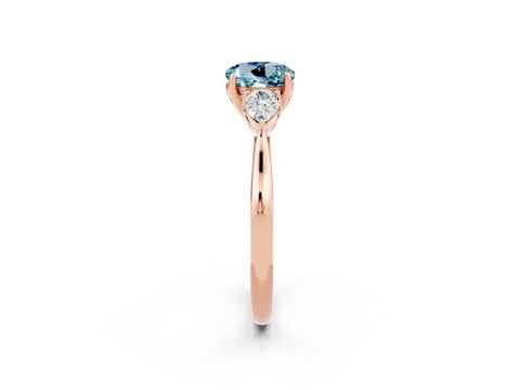 Rose gold Three-Stone Round Cut Cut Diamond Ring with Pear Side Stones in Four-Prong Setting_2