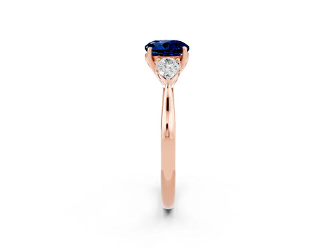 Rose gold Three-Stone Round Cut Cut Diamond Ring with Pear Side Stones in Four-Prong Setting_2