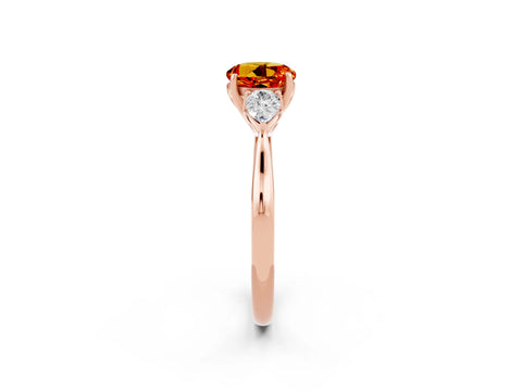 Rose gold Three-Stone Round Cut Cut Diamond Ring with Pear Side Stones in Four-Prong Setting_2