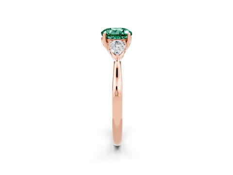 Rose gold Three-Stone Round Cut Cut Diamond Ring with Pear Side Stones in Four-Prong Setting_2