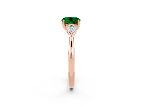 Rose gold Three-Stone Round Cut Cut Diamond Ring with Pear Side Stones in Four-Prong Setting_2