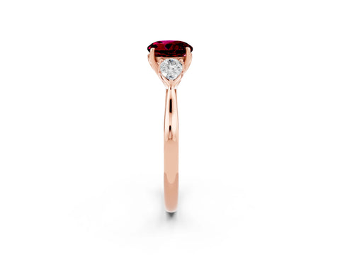Rose gold Three-Stone Round Cut Cut Diamond Ring with Pear Side Stones in Four-Prong Setting_2