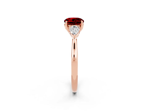 Rose gold Three-Stone Round Cut Cut Diamond Ring with Pear Side Stones in Four-Prong Setting_2