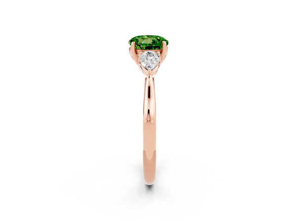 Rose gold Three-Stone Round Cut Cut Diamond Ring with Pear Side Stones in Four-Prong Setting